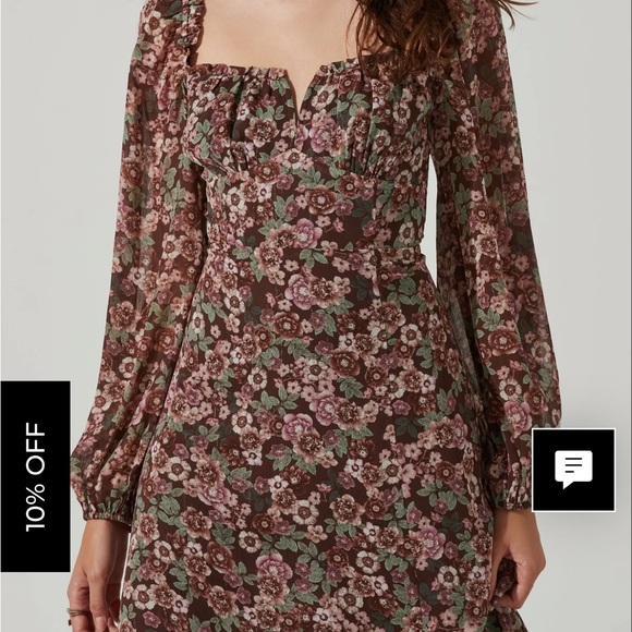 ASTR the Label FLORAL V FRONT LONG SLEEVE MIDI DRESS - Picture 2 of 9